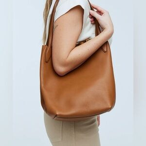 Madewell Soft Grain Leather Shopper Bag - soft brown leather.